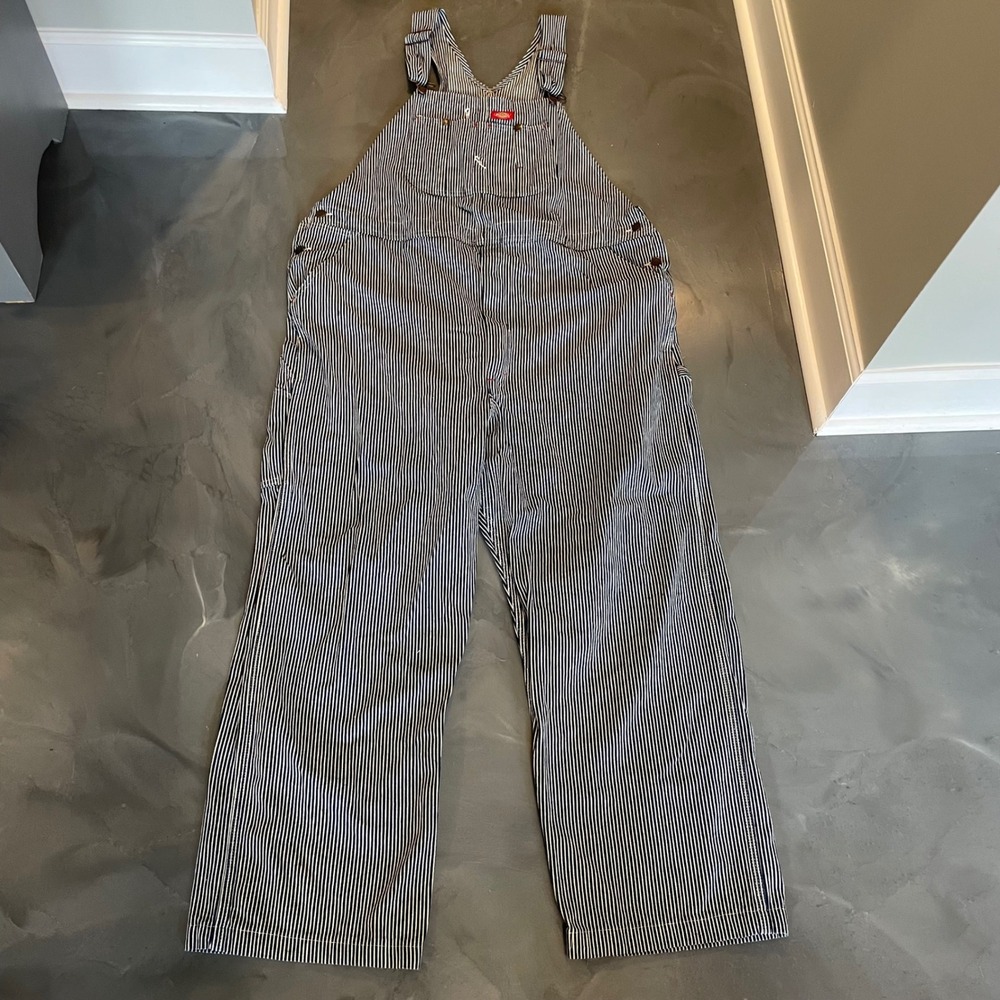 Dickies Black and White Striped Men’s Overalls